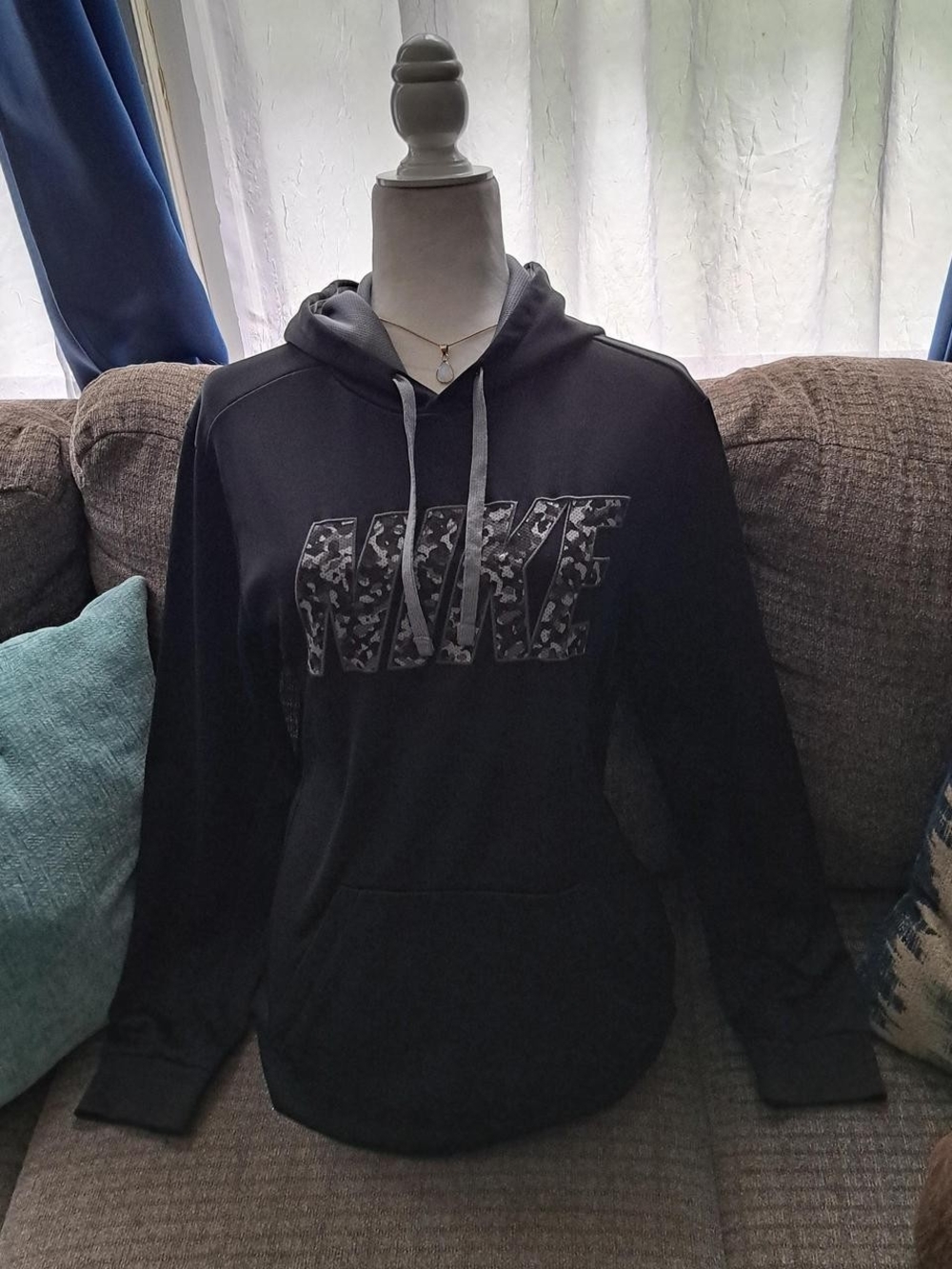 Nike Black Hoodie with Grey Camo Logo